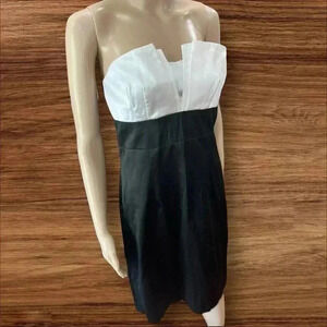 Vintage Fashion Gold 80’s Strapless Satin sexy wiggle cocktail dress-M
